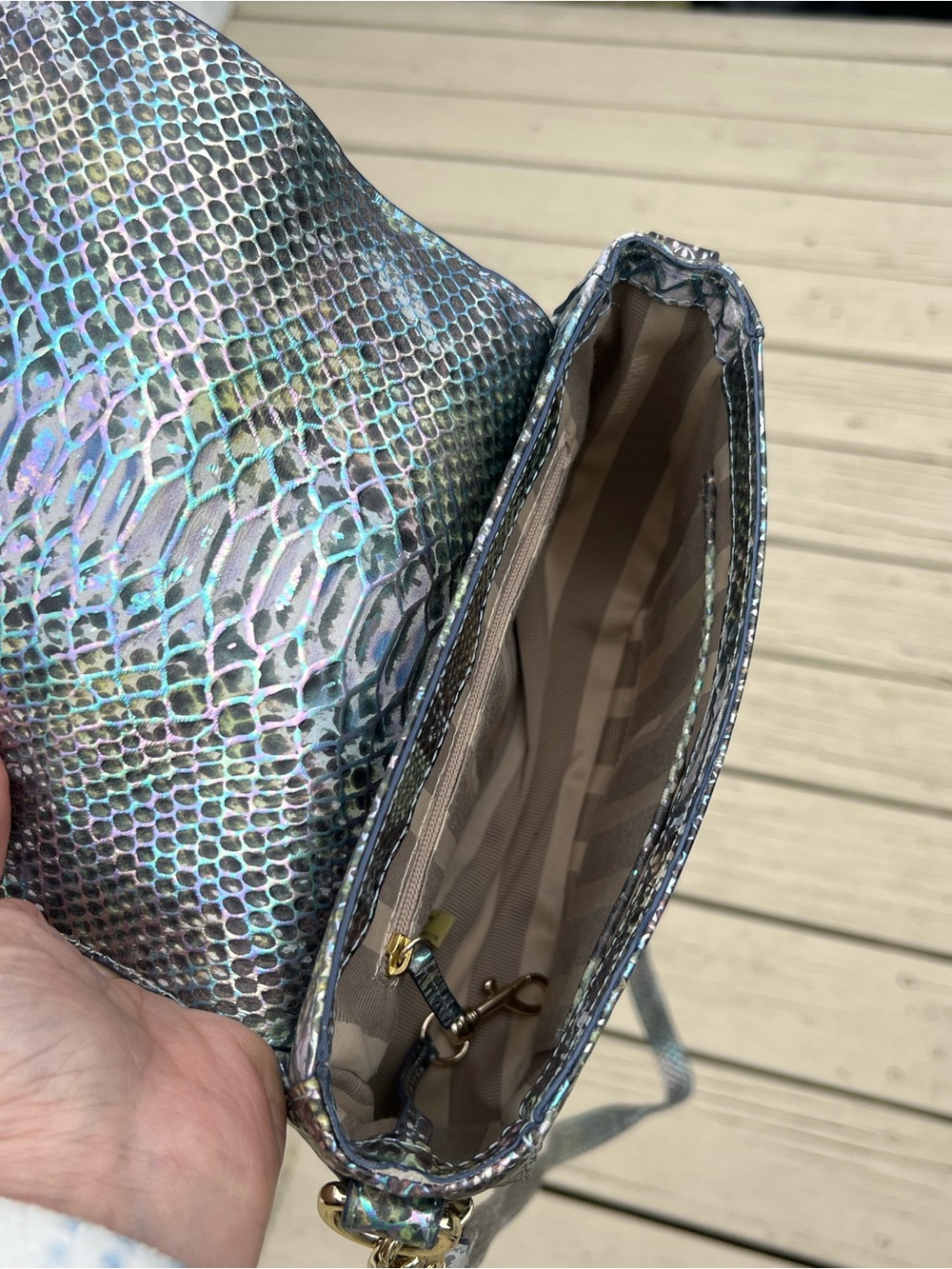 Brahmin Mini Sonny Iridescent Snake-Embossed Crossbody in Shimmering Multi-Tone - Picture 5 of 8